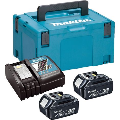 Makita BL1850 18v 2 x 5.0ah Lithium Batteries DC18RC Fast Charger + Makpac Case (1/2)