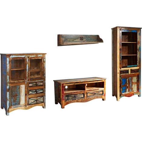 NATURE OF SPIRIT 900 parete attrezzata in legno riciclato - laccato / multicolore 300x45x200 (1/3)