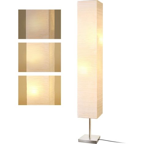 Lampadaire en papier moderne avec abat-jour, pour salon, avec interrupteur à pied, chambre à coucher et bureau (blanc-02) (1/5)