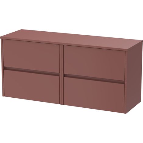 Chartley Contemporary Wall Hung 4 Drawer Vanity Unit with Laminate Worktop, 1200mm, Smoked Red (1/4)