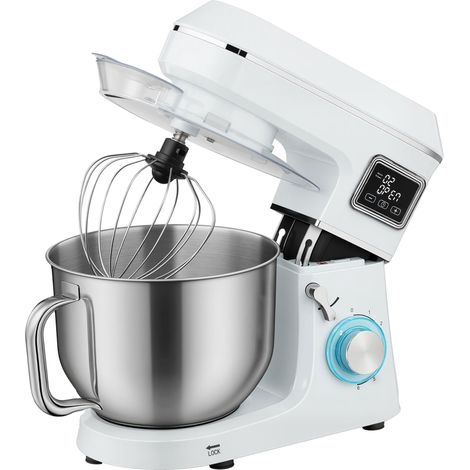 Mélangeur 6L 1400W avec tête, basculante, éclairage LED, blanc, pour maison et usage quotidien, format pratique, style facile à associer