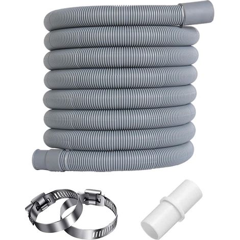 Tuyau de vidange flexible 2 m en polypropylène – Collier de serrage inclus – Compatible avec machines à laver et lave-vaisselle (1/5)