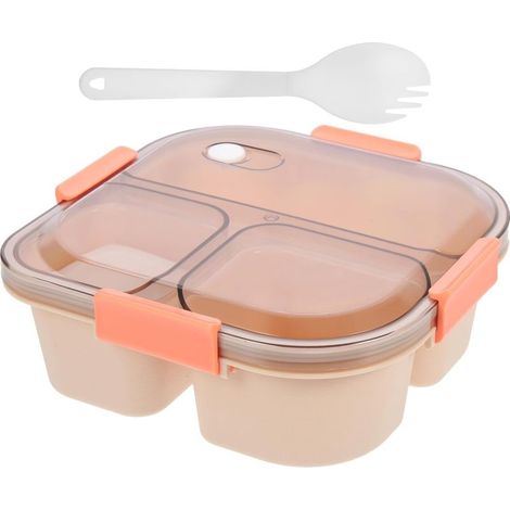Boîte à lunch Bento en plastique 3 compartiments avec contrôle (1/5)