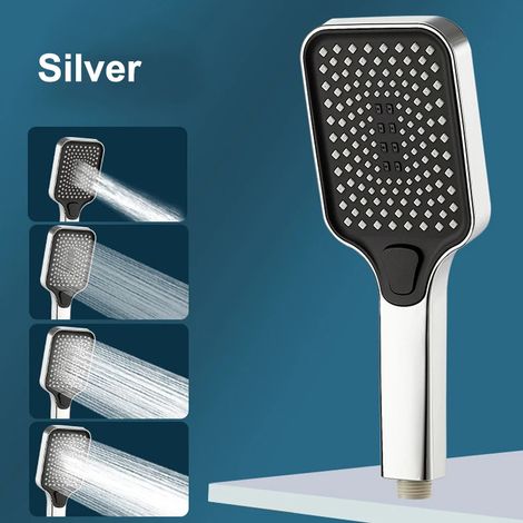 Pommeau de douche de tête haute pression de 30 cm (garniture argentée) avec jet puissant et rotation à 360° pour une économie d'eau optimale. (1/5)