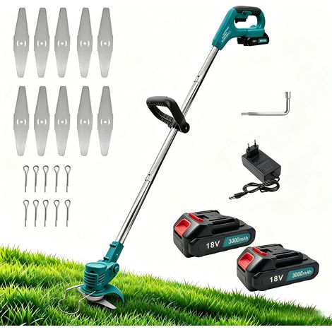 Débroussailleuse Électrique sans Fil Coupe Bordure avec 2 Batteries 3.0 Ah, Tête Pivotante 90°, pour Jardin Pelouse et Désherbage Facile (1/5)