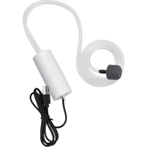 Pompe à air USB pour aquarium, petite pompe à oxygène avec diffuseur d'air, tuyau et boucle de suspension pour aquarium et pêche en extérieur (1/5)