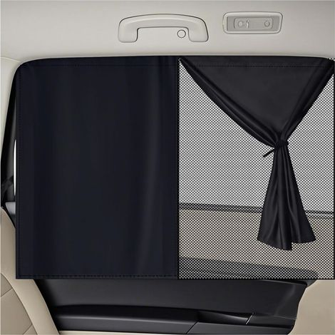 2 PCS Pare Soleil Voiture Bébé, Double Cache Vitre Voiture, Amovible par Aimantation Protection Soleil Voiture Bebe pour la Plupart des Véhicules (1/5)