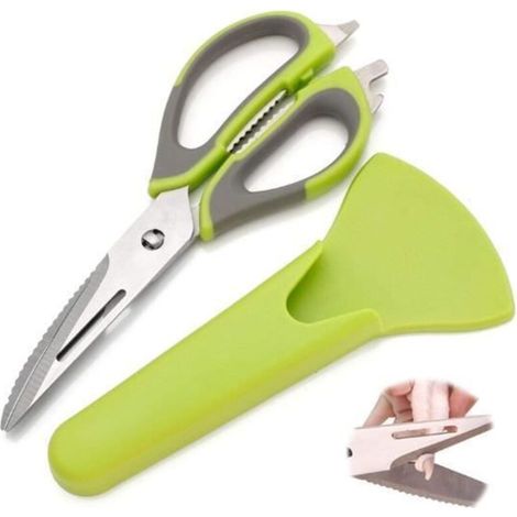 Ciseaux Multifonctionnels,Ciseaux de Cuisine en Acier Inoxydable,Ciseaux Cuisine Robustes,Avec Poignée et Couvercle Souples
