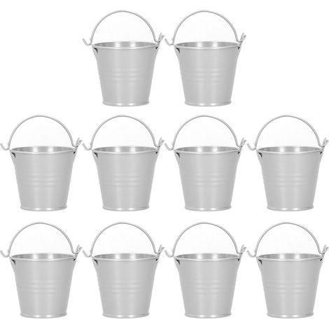 Set mit 10 Mini-Töpfen für Sukkulenten, kleine silberne Metalleimer, für die Innen- und Außendekoration, 4 x 5,5 x 6 cm