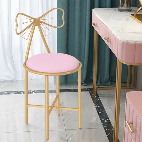 Butterfly Backrest Chair Soft Cushion Lounge Makeup Dresser Chairs with Gold Frame, Pink
