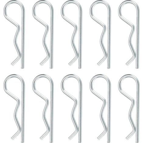 30 pezzi di perni di traino, clip a R da 2 mm x 40 mm, perni di fissaggio in acciaio al carbonio, kit assortimento di forcine per trattori, tosaerba, camion, perni di traino, argento