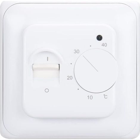 Thermostat mécanique réglable 230 V 16 A pour chauffage électrique avec capteur de température au sol – Blanc