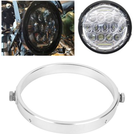 Support de phare rond universel en alliage d'aluminium 7 pouces pour conversion voiture/moto, argent (1/4)