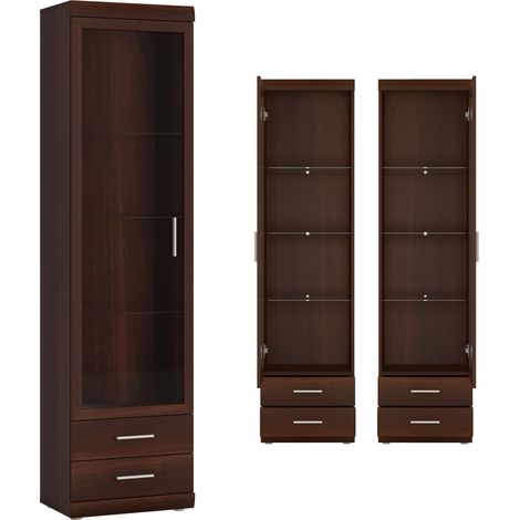 Vitrine Wohnzimmer schmal 50 cm Nussbaum IMPERIA-129 (1/5)