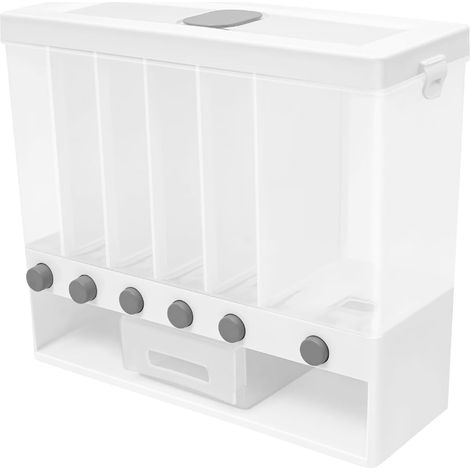 Distributeur de céréales Homestead Organics à 6 compartiments - 36,6 x 12,6 x 32,4 cm - Capacité 10 kg - Blanc transparent (1/5)