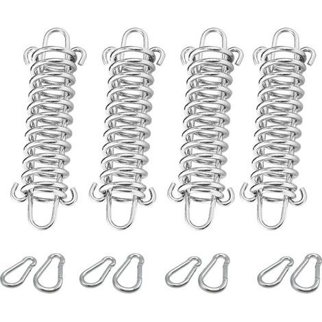 Lot de 4 ressorts de traction avec crochets, en acier inoxydable, ressort de traction haute résistance, kit de fixation pour tente de camping, auvent et extérieur (1/5)