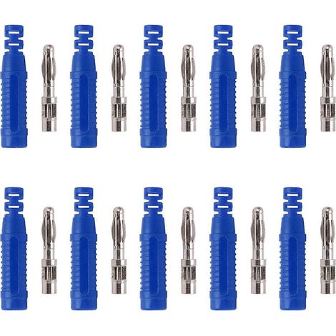 10pcs Metal Banana Plugs Red Copper 4mm Male Connector Plugs with Housing for Testing EquipmentBlue (1/4)