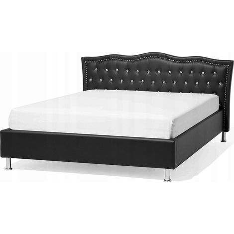 Beliani Letto Elegante Nero Design Chesterfield 160x200 cm (1/3)