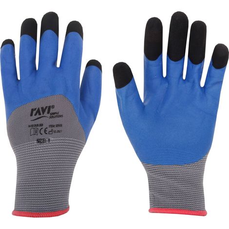 Guanti da giardinaggio protettivi in lattice Dragon Blue, taglia 9 - L, 1 paio, grigio-blu-nero