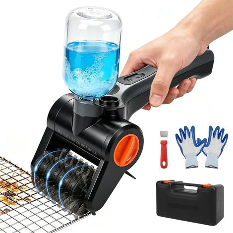 Brosse électrique sans Fil pour Barbecue - 300 ML Boîte à Liquide avec batterie de 2600 mAh et tête de brosse en acier inoxydable à 360° - Brosse de nettoyage avec fonction de pulvérisation (1/5)