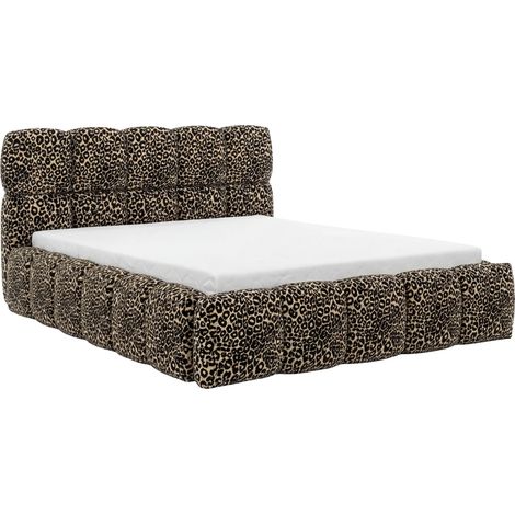 ELISE - Lit coffre tissu imprimé animalier Terracotta 140x200cm (1/5)