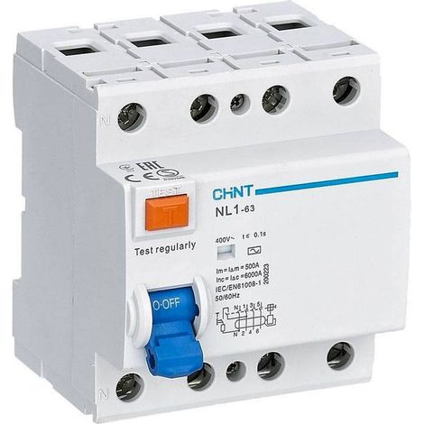Diferencial tetrapolar 4P 6kA NL-1-4- de Chint Electric  40A - 30 MA (1/2)