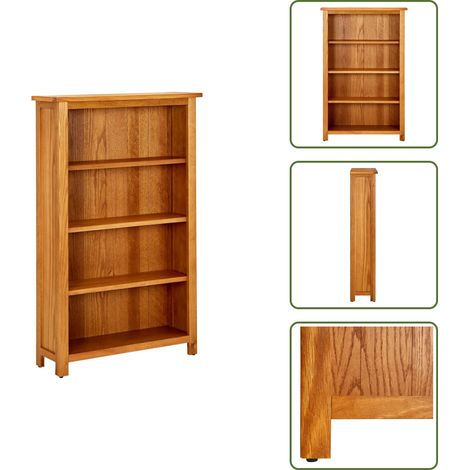 Bibliothèque à 4 niveaux 70x22x110 cm Bois de chêne massif - Bibliothèque En Bois - Bibliothèque Rustique - Bibliothèque Chêne Massif - Meuble Rangement - Étagère Livre (1/5)