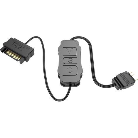 Mini controlador ARGB - Controlador RGB de 3 pines y 5 V - con arcoíris de un solo color - Más de 10 modos - Fuente de alimentación SATA - Ventiladores de PC - Tiras de luz (1/4)