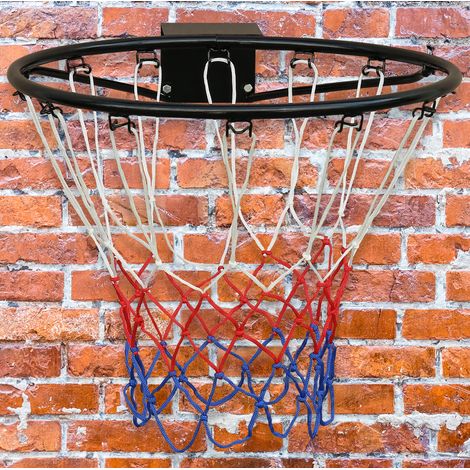 Canestro da basket da parete 45 cm in ferro nero con rete, facile da installare - MEUBLIV (1/5)