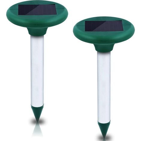2 x Répulsif Solaire Contre Les Taupes,Solaire Souris Repeller,Repulsif Solaire Serpent,Répulsif Taupe Solaire à Ultrason,Chasse Taupe Solaire Intelligen,pour Pelouse, Jardin,Parasites, Rongeurs Vert (1/5)