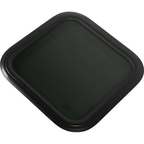 Feststehendes Wohnmobilfenster 450x450mm, abgerundetes transparentes schwarzes Glas mit Rahmen, Wohnwageneingangstür, Wandstärke 33-38mm. (1/5)