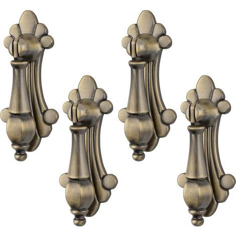 4Pcs Vintage Carved Bronze Zinc Alloy Single Hole Cabinet Cupboard Drawer Door Furniture Decorative Pendant Handles Pulls (1/4)