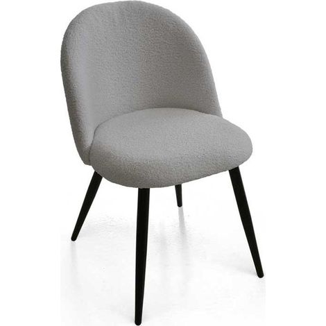 Set 4 poltrone imbottite in tessuto teddy grigio cm 48x50x79h