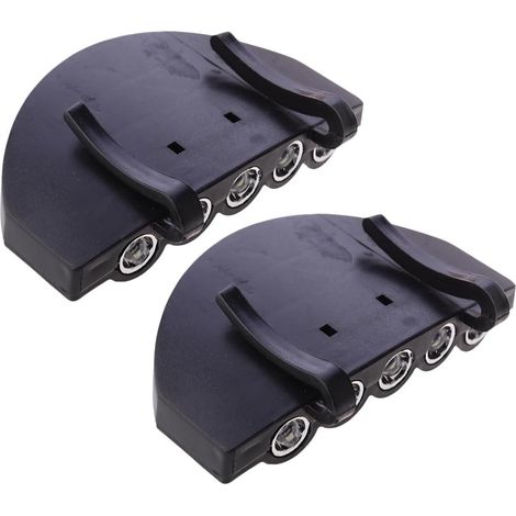 Lampe Frontale Rechargeable à Clip pour Chapeau Noir, Plastique Solide, Éclairage sans Utilisation des Mains, 2 Batteries Incluses, pour Randonnée Nocturne et Activités