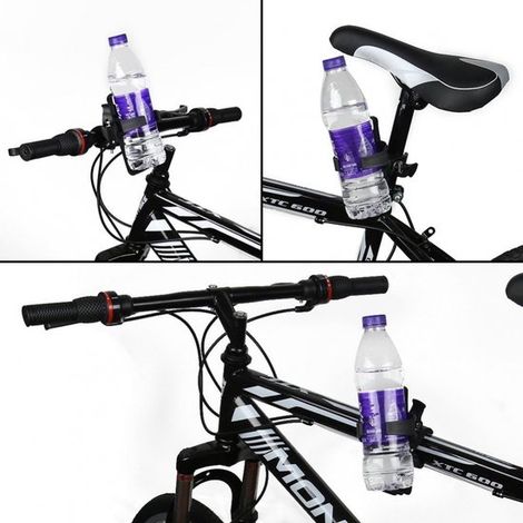Porte-gobelet universel pour vélo, pivotant à 360°, fixation par clip réglable, compatible avec vélos, poussettes, fauteuils roulants, déambulateurs et scooters. Porte-boisson mains libres, noir. (1/5)