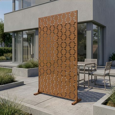 Trennwand Basciano verzinkter Stahl 180x90 cm Braun [casa.pro]
