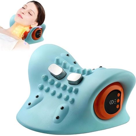 Nackenmassagegerät, Nackenstrecker mit Wärmefunktion, 6 einstellbare Geschwindigkeiten, wiederaufladbares Nackenmassagegerät für Rücken, Nacken und Schultern (1/5)