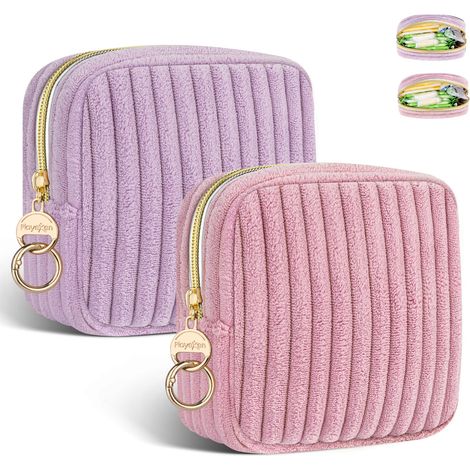 2pcs Pochette Serviette Hygiénique Fille pour Tampons Protège Slip Culotte Menstruelle Sac en Molleton Rangement pour Serviettes Hygiéniques Cadeau Kit Premieres Régles Jeune Filles(Violet (1/5)