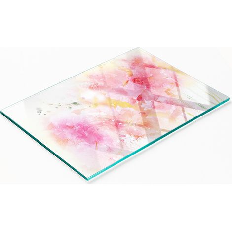 Dekoratives Küchenschneide- und Servierbrett aus Glas, Blumenmuster, 80 x 52 cm (1/5)