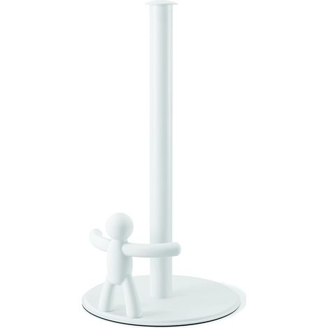 1 Support papier essuie-tout, métal et polypropylène, design compact, pour cuisine, blanc
