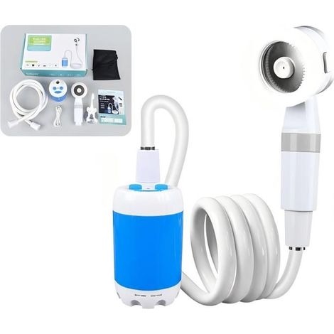 1pcs Pompe de douche électrique – HAWUJ – avec tuyau 2 m – 2 débits réglables – pour camping, randonnée et nettoyage d’animaux (1/5)