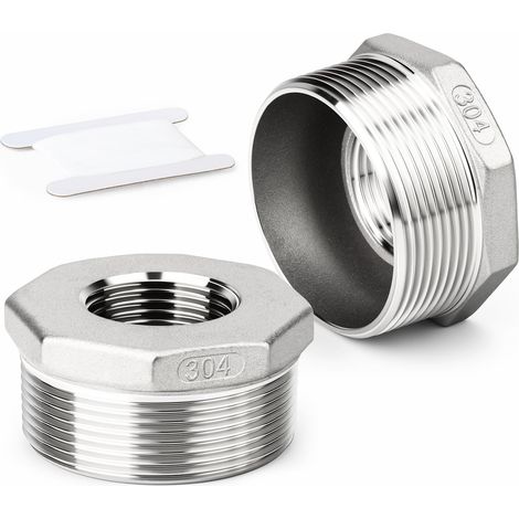 2 pièces réducteur à douille hexagonale, 1-1/4" BSP mâle à 3/8" BSP femelle filetage 304 acier inoxydable adaptateur de tuyau réducteur raccord (1/5)