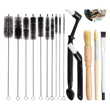 PA Kaffeebürsten-Set, professionelles Espresso-Bürsten-Set inklusive Holz-Kaffeemühlen-Reinigungsbürste und Nylon-Espresso-Bürste für Kaffeemaschinen-Gruppenkopf (15) (1/5)
