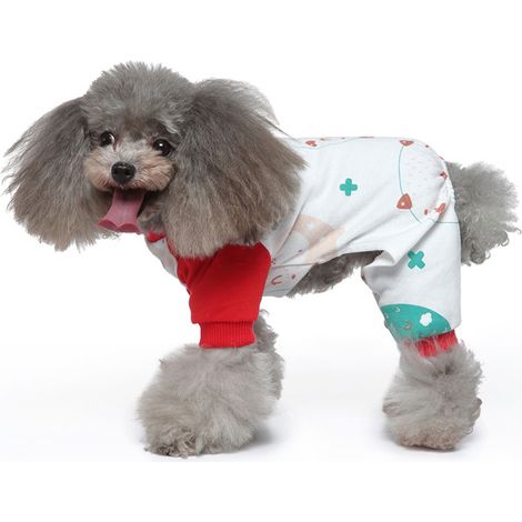1 pyjama pour animaux de compagnie, en coton, rouge, pour chiens et chats, taille S à XL (1/5)