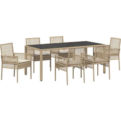 Maison Exclusive - Ensemble de salle à manger pour jardin 7 pcs Beige polyrotin (1/5)