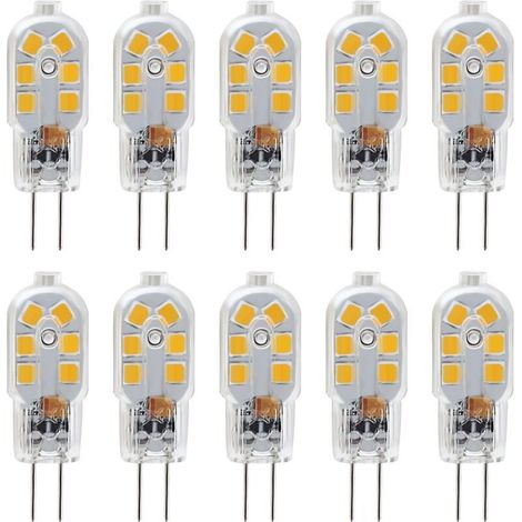 Ampoule LED G4 12V, 1W Equivalent 10W Halogène Lampe, Pas De Scintillement 200LM, Blanc Chaud 3000K, 360° Angle de Faisceau, Non-Dimmable, Pack de 10 (1/4)
