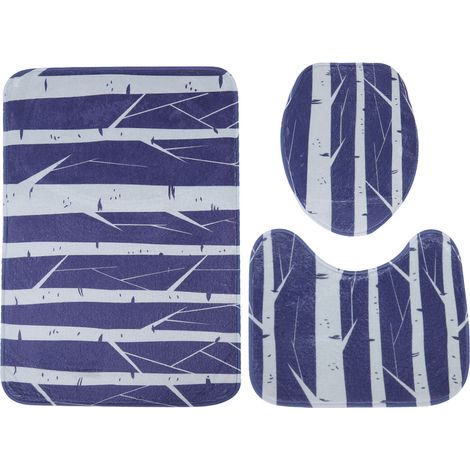 Tapis De Salle De Bain - Tapis Anti-Dérapant En Flanelle - Pour Toilettes Et Pieds - Lot De 3 Pièces (1/5)