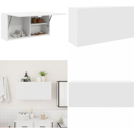 Armoire murale de bain blanc 80x25x40 cm bois d'ingénierie - Armoire de salle de bain - Rangement salle de bain (1/5)