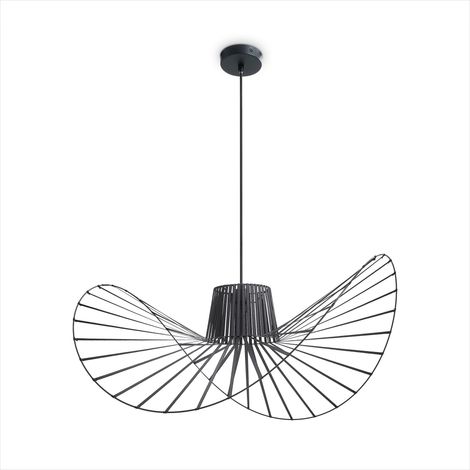 Paco Home LED Pendelleuchte Wohnzimmer Esszimmer Schlafzimmer Hängellampe Modern Stylisch Pendelleuchte - Schwarz, Schwarz (Ø90cm)