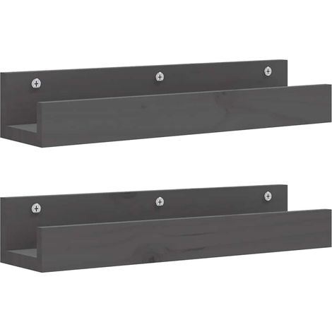 Maison Exclusive - Wandregale 2 Stk. Grau 50x12x9 cm Massivholz K (1/5)